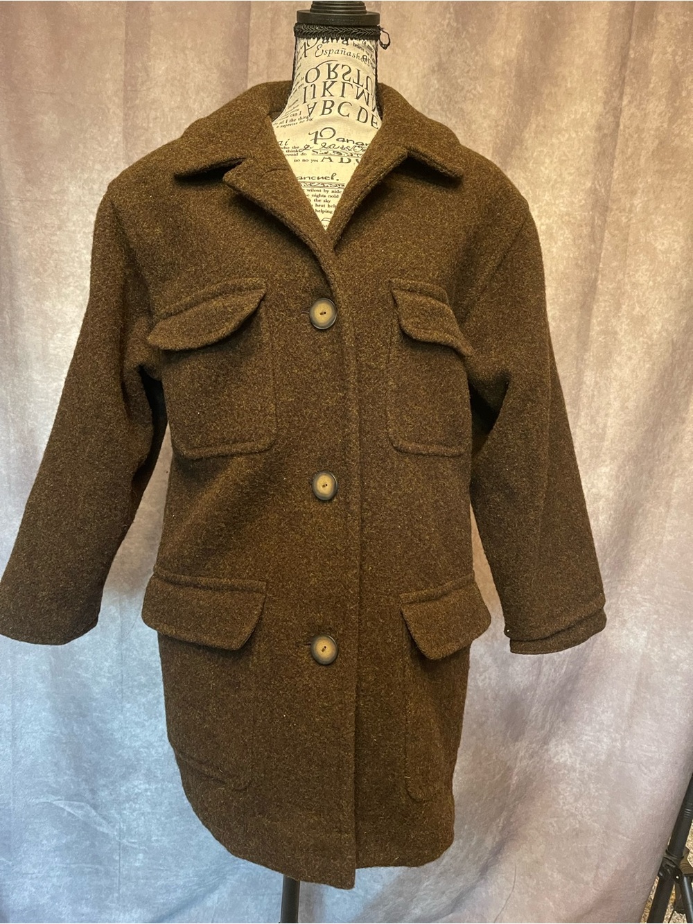 Eddie Bauer Women’s Dark Brown Wool-Blend Pea Coat